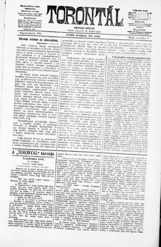 Torontál, 32. évf. 1903. november 17. 262. sz.