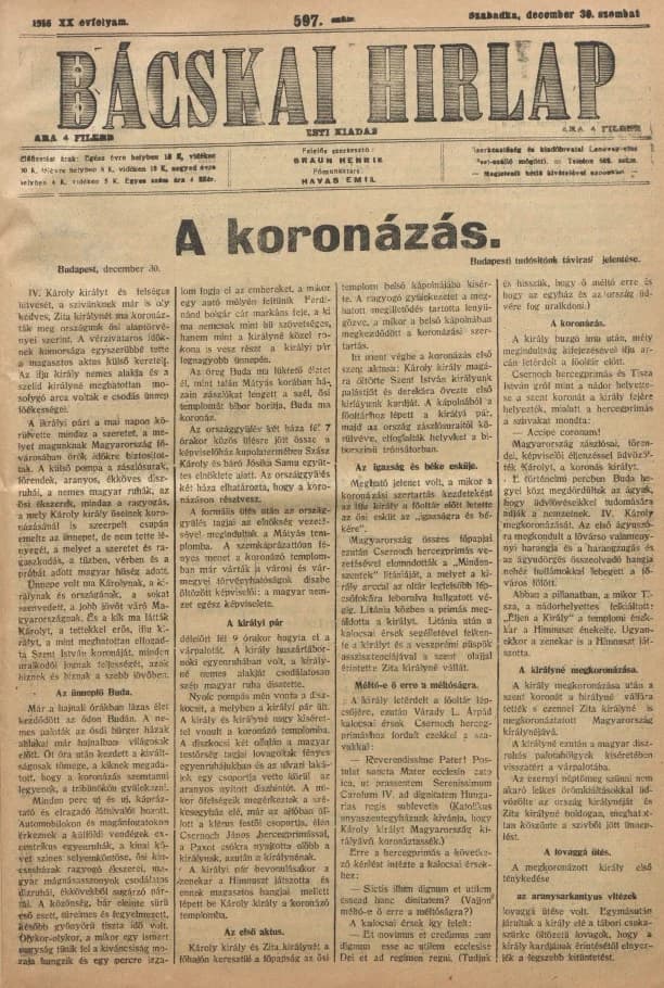 Bácskai Hirlap, 20. évf. 1916. december 30. 597. sz.