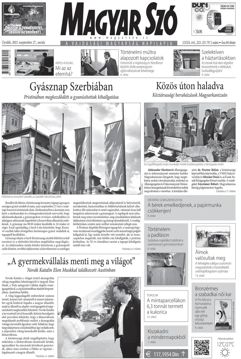 Magyar Szó, 80. évf. 2023. szeptember 27. 223. sz. 1–16. oldal