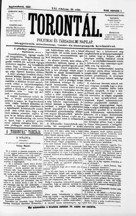 Torontál, 21. évf. 1892. március 1. 30. sz.