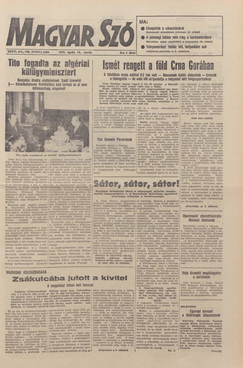 Magyar Szó, 36. évf. 1979. április 18. 106. sz. 1–20. oldal