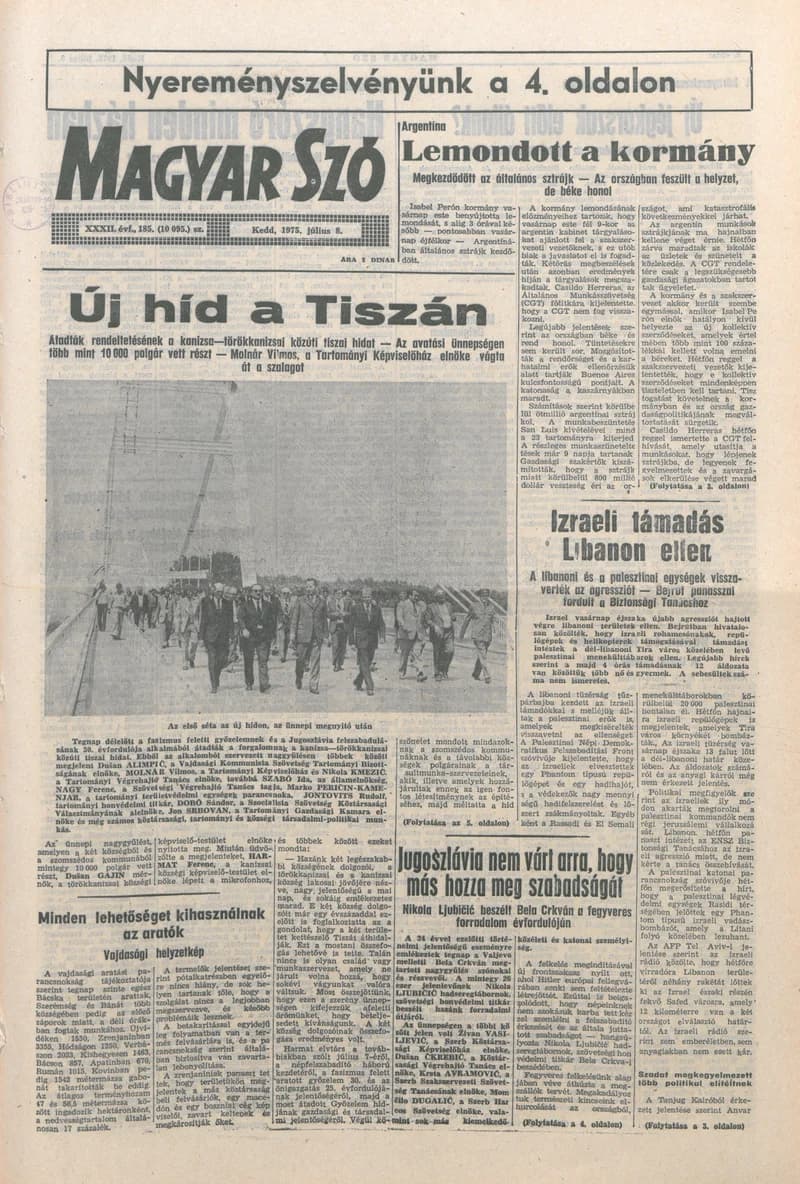 Magyar Szó, 32. évf. 1975. július 8. 185. sz.