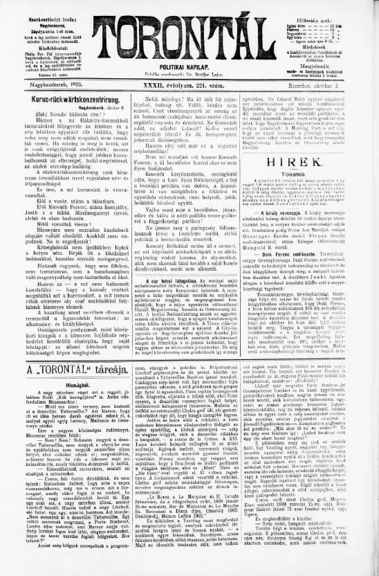 Torontál, 32. évf. 1903. október 3. 224. sz.