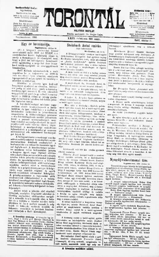 Torontál, 29. évf. 1900. október 16. 237. sz.