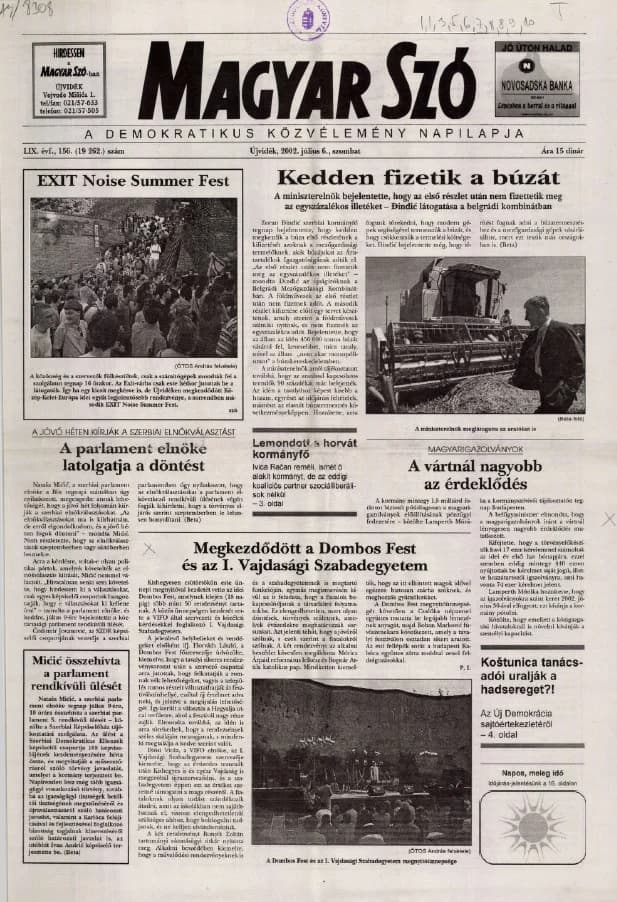 Magyar Szó, 59. évf. 2002. július 6. 156. sz. 1–16. oldal