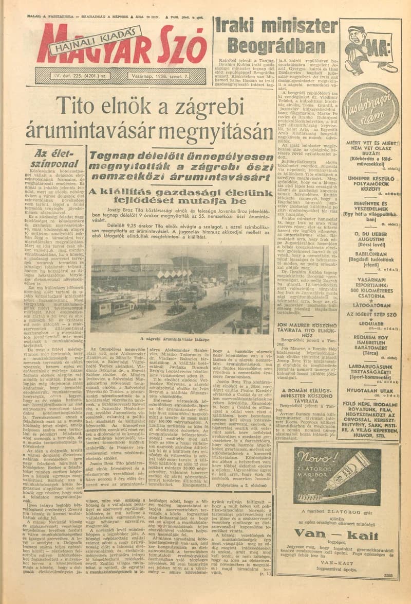 Magyar Szó, 15. évf. 1958. szeptember 7. 225. sz. 1–22. oldal