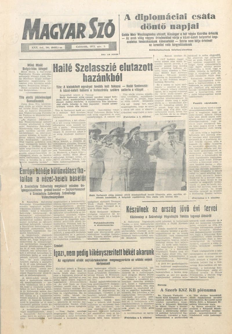 Magyar Szó, 30. évf. 1973. november 1. 301. sz.