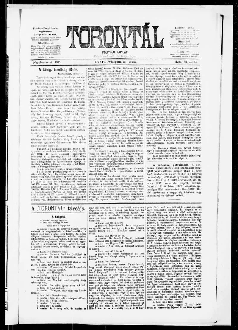 Torontál, 34. évf. 1905. február 13. 35. sz.