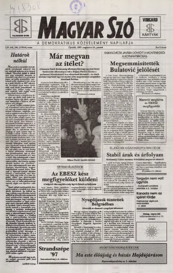 Magyar Szó, 54. évf. 1997. augusztus 15. 191. sz. 1–16. oldal