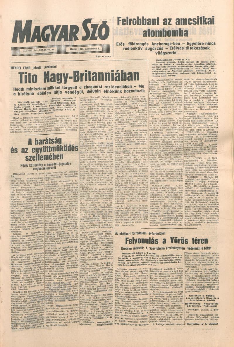 Magyar Szó, 28. évf. 1971. november 8. 308. sz. 1–10. oldal