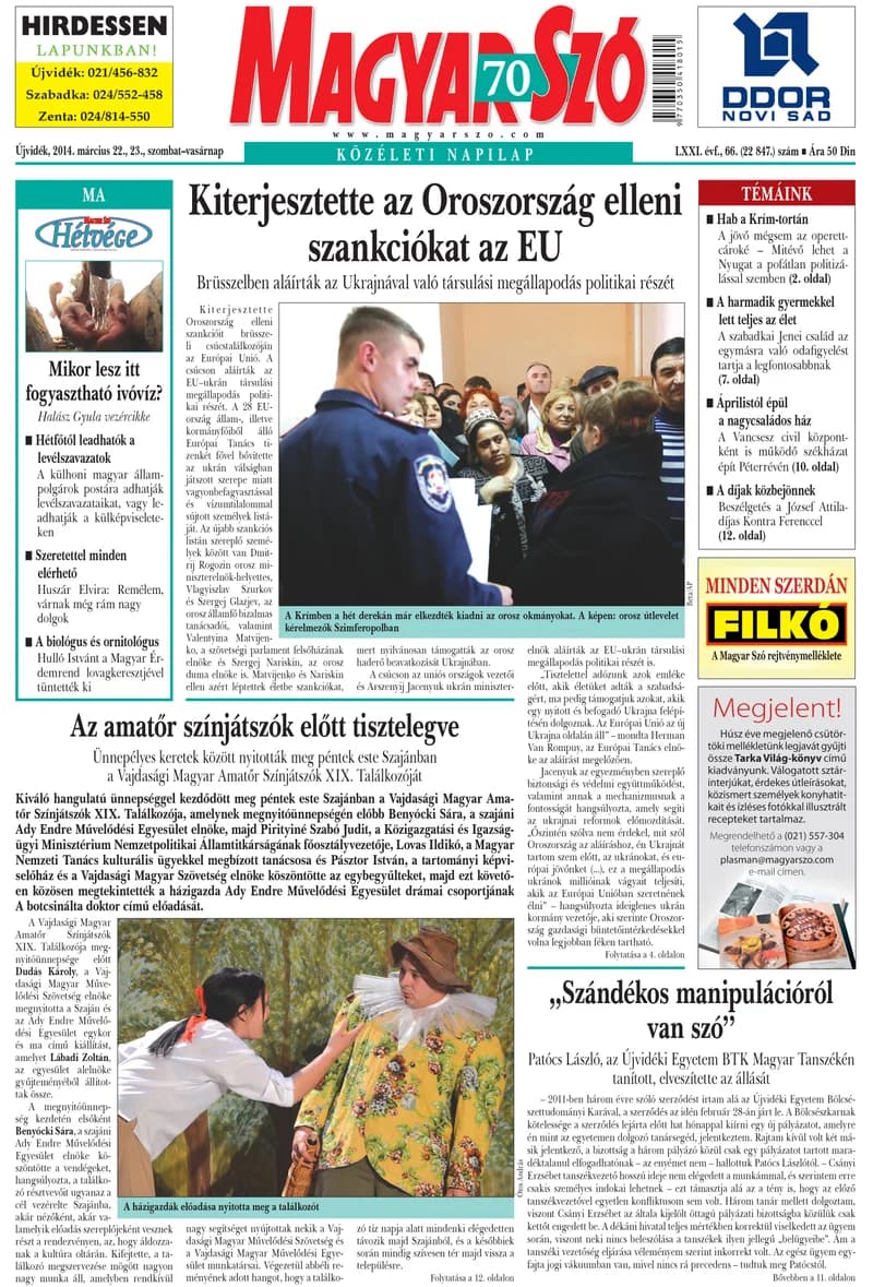 Magyar Szó, 71. évf. 2014. március 22. – 23. 66. sz. 1–32. oldal