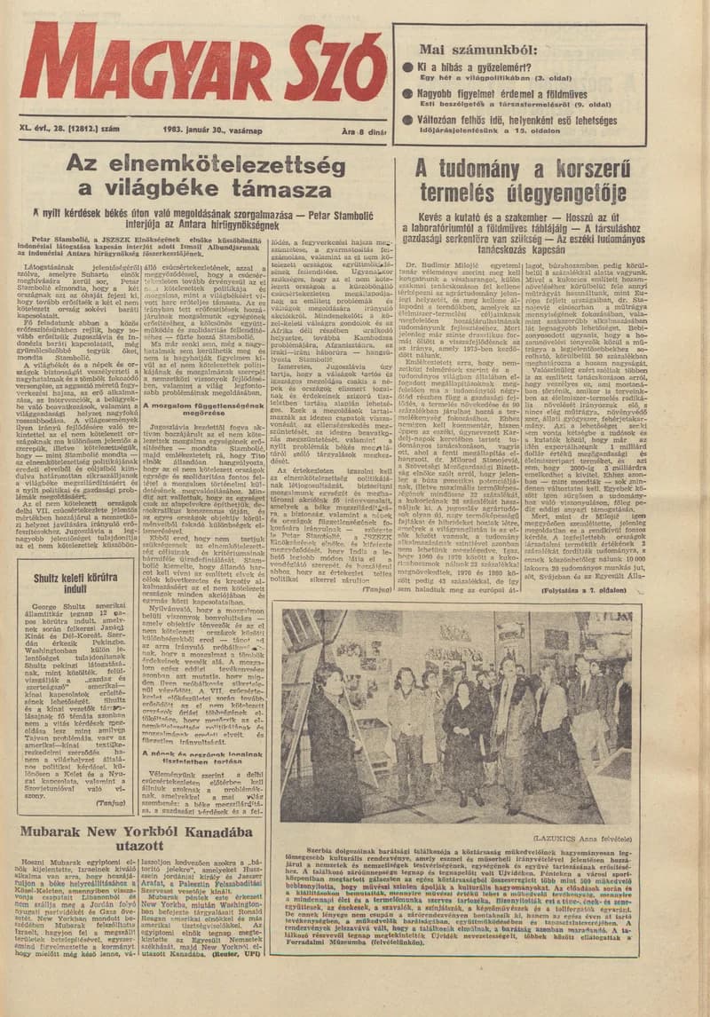 Magyar Szó, 40. évf. 1983. január 30. 28. sz. 1–28. oldal