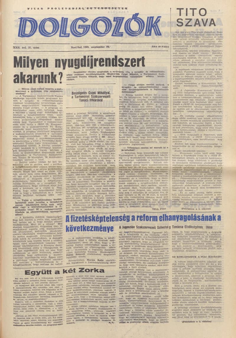 Dolgozók, 23. évf. 1969. szeptember 19. 37. sz.