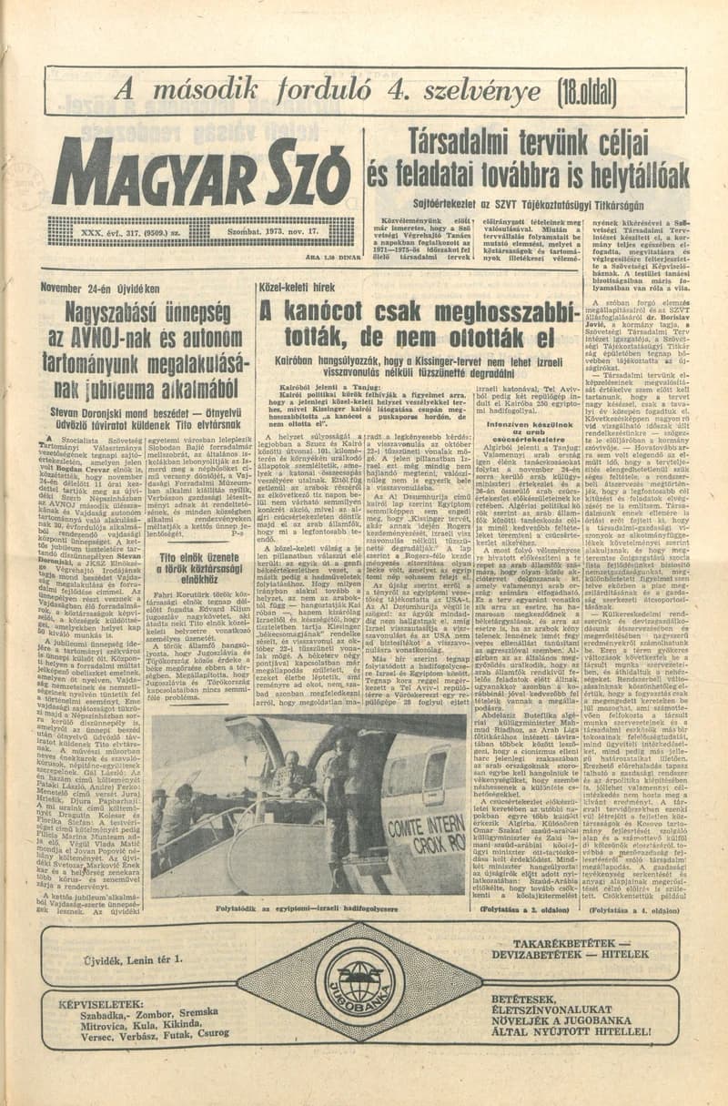 Magyar Szó, 30. évf. 1973. november 17. 317. sz.