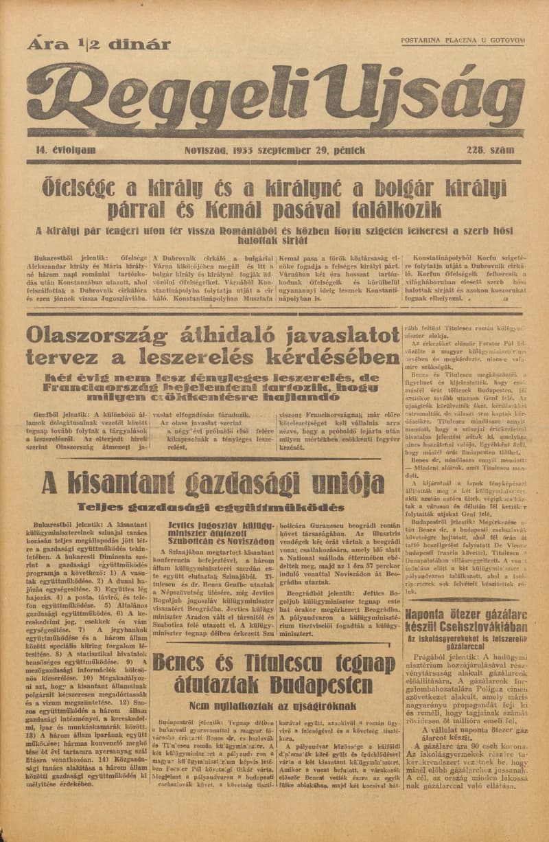 Reggeli Újság, 14. évf. 1933. szeptember 29. 228. sz.