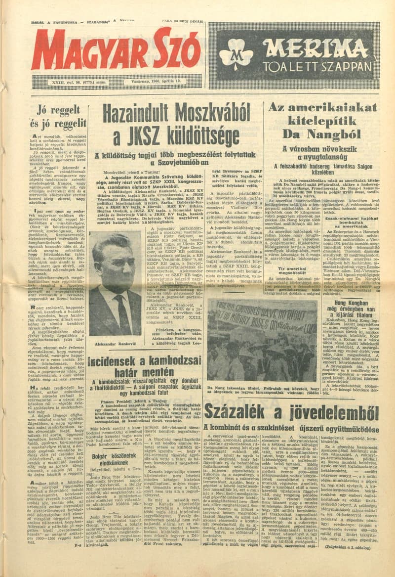 Magyar Szó, 23. évf. 1966. április 10. 98. sz.