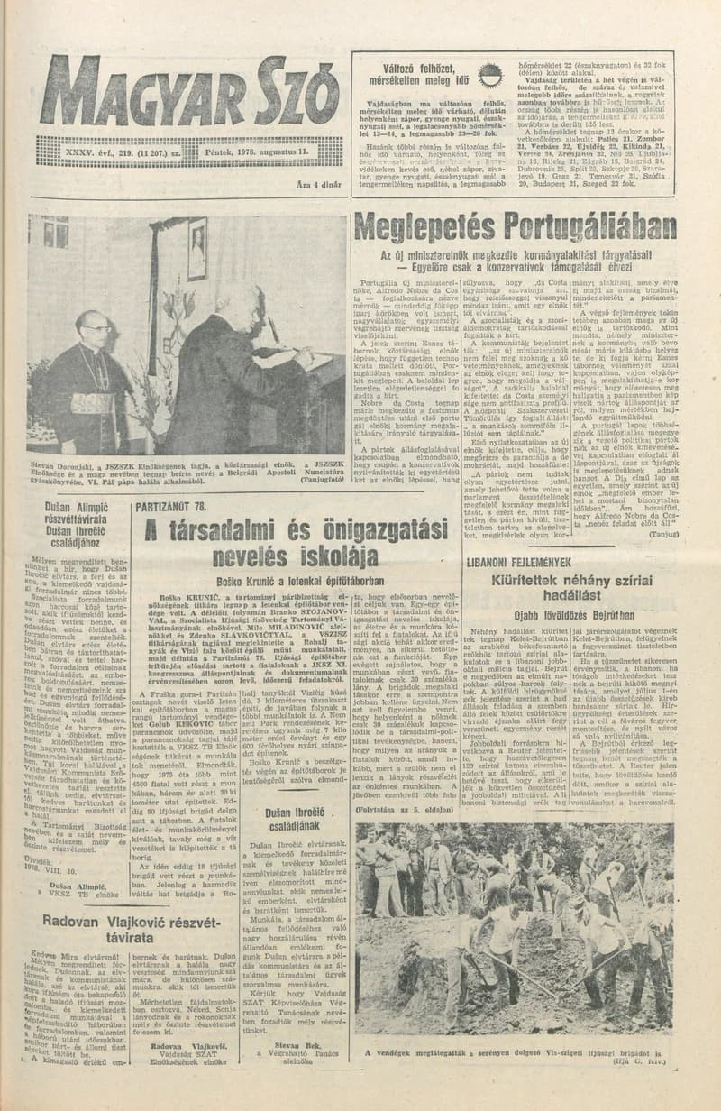 Magyar Szó, 35. évf. 1978. augusztus 11. 219. sz. 1–20. oldal