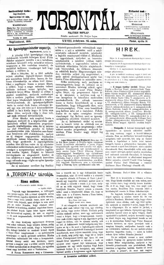 Torontál, 28. évf. 1899. április 14. 85. sz.