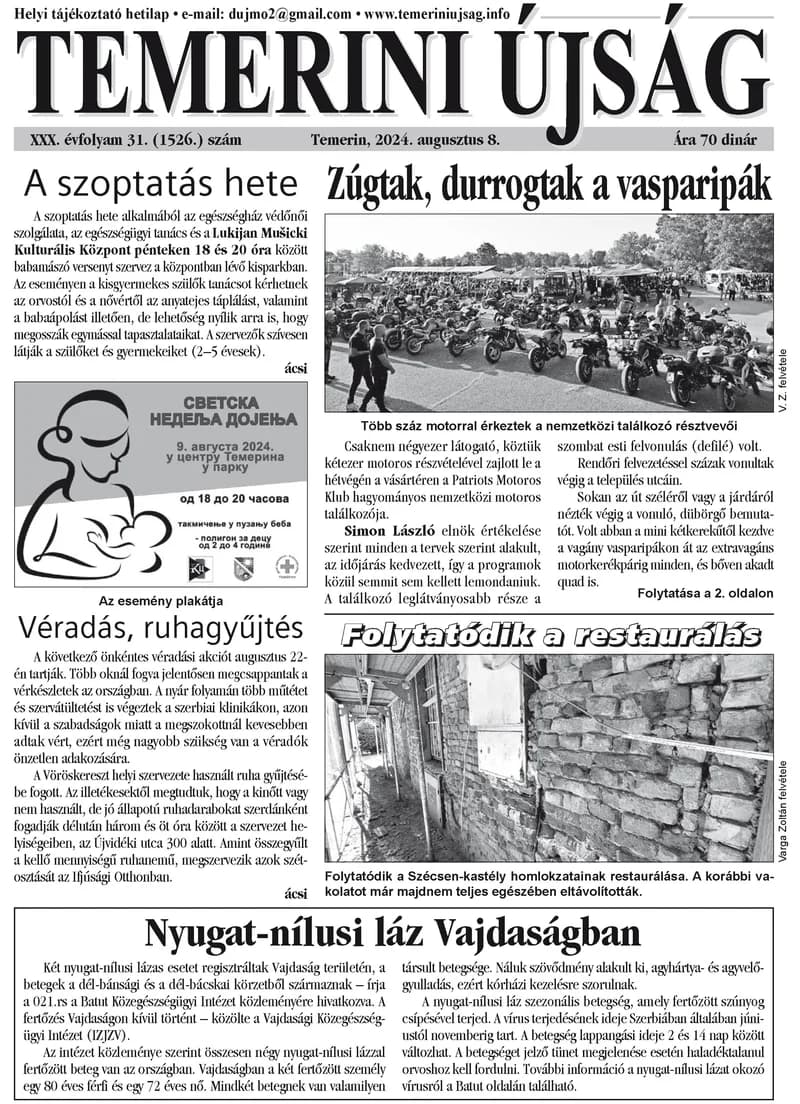Temerini Újság, 30. évf. 2024. augusztus 8. 31. sz.