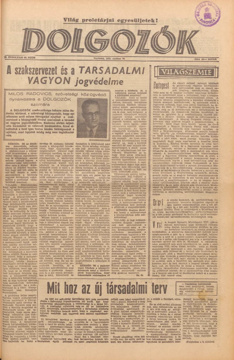Dolgozók, 10. évf. 1956. október 30. 45. sz.