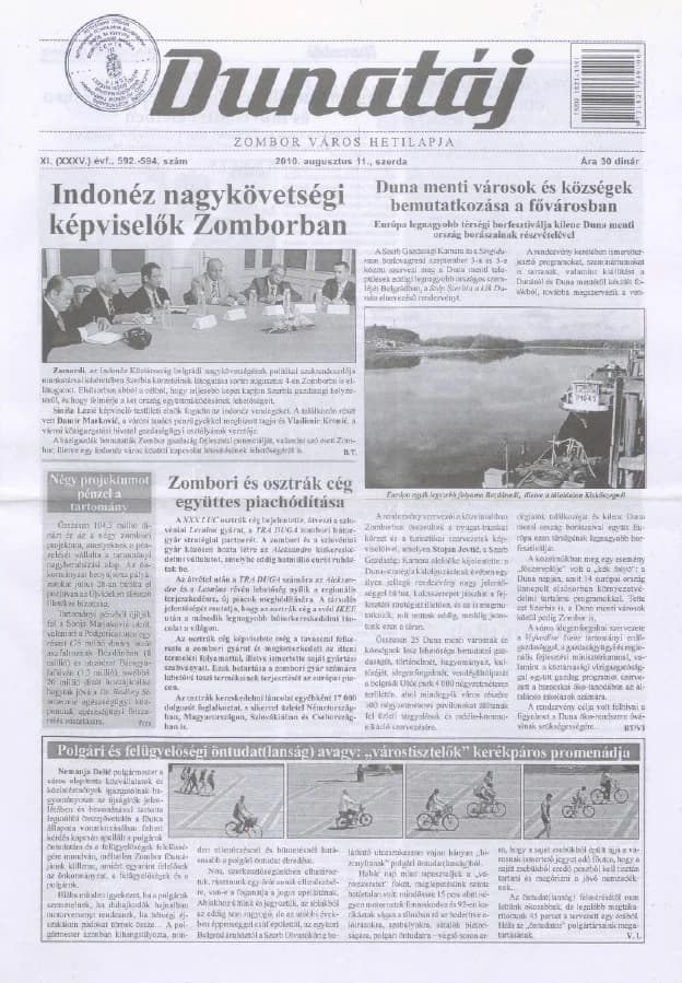 Dunatáj, 12. évf. 2010. augusztus 11. 592–594. sz.