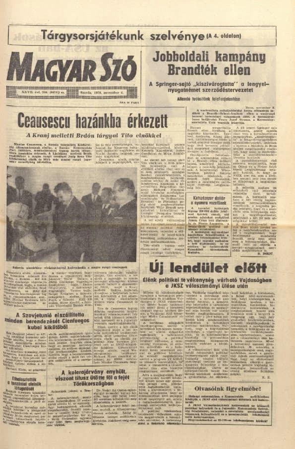 Magyar Szó, 27. évf. 1970. november 4. 304. sz. 1–14. oldal