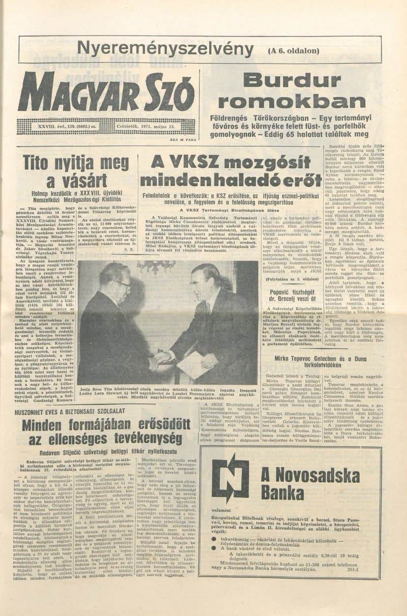 Magyar Szó, 28. évf. 1971. május 13. 129. sz. 1–16. oldal