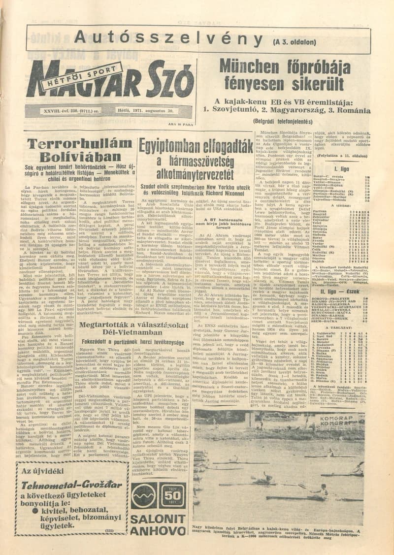 Magyar Szó, 28. évf. 1971. augusztus 30. 238. sz. 1–14. oldal