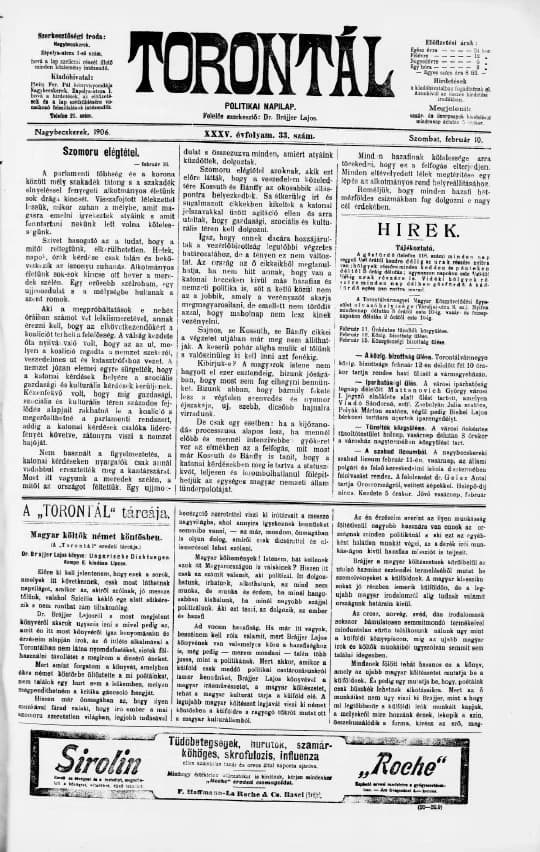 Torontál, 35. évf. 1906. február 10. 33. sz.