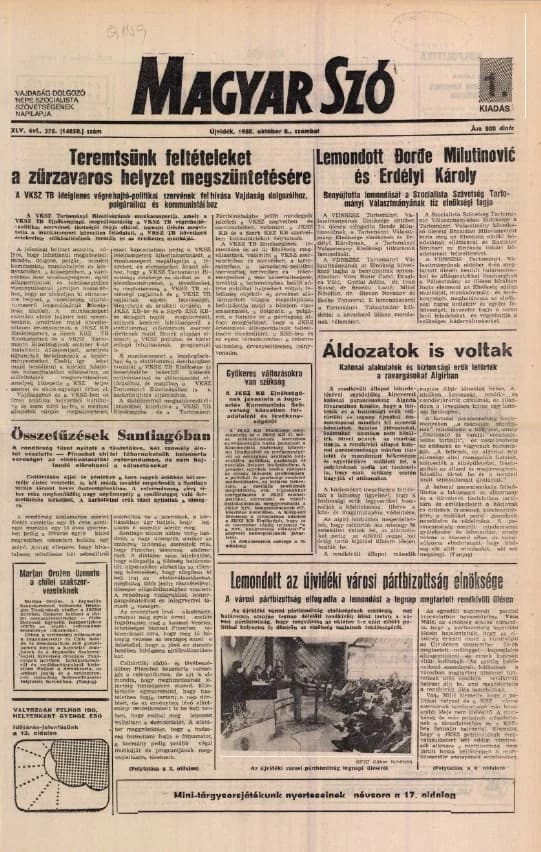 Magyar Szó, 45. évf. 1988. október 8. 278. sz.