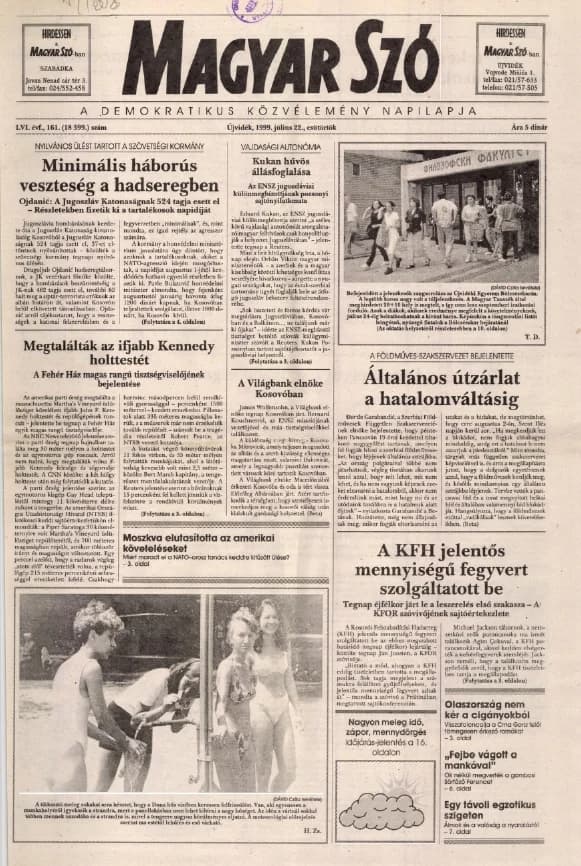 Magyar Szó, 56. évf. 1999. július 22. 161. sz. 1–16. oldal