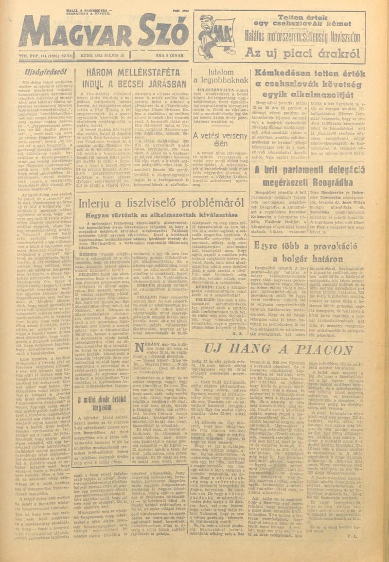 Magyar Szó, 8. évf. 1951. május 15. 114. sz. 1–4. oldal