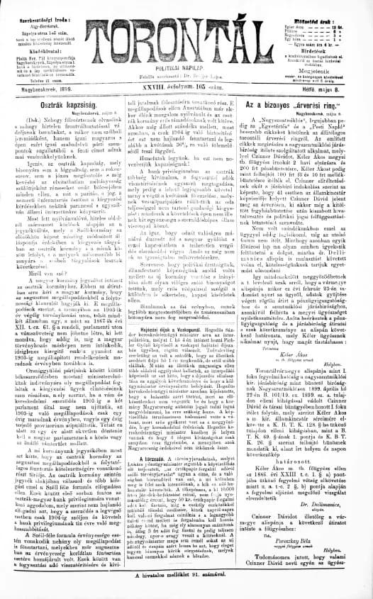 Torontál, 28. évf. 1899. május 8. 105. sz.
