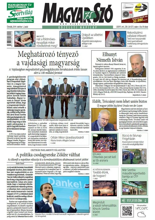 Magyar Szó, 76. évf. 2019. október 1. 228. sz. 1–20. oldal