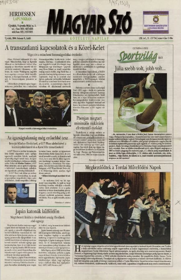 Magyar Szó, 61. évf. 2004. február 9. 31. sz. 1–16. oldal