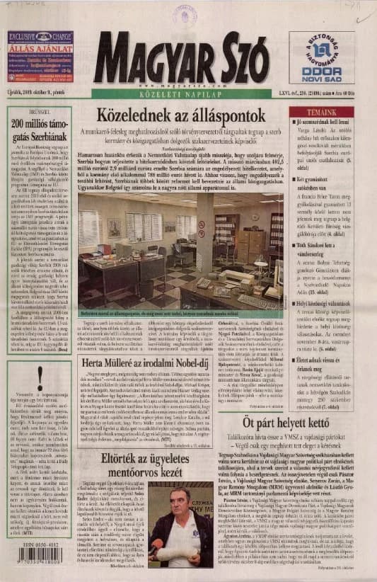 Magyar Szó, 66. évf. 2009. október 9. 236. sz. 1–20. oldal