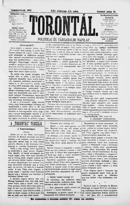Torontál, 21. évf. 1892. június 25. 125. sz.