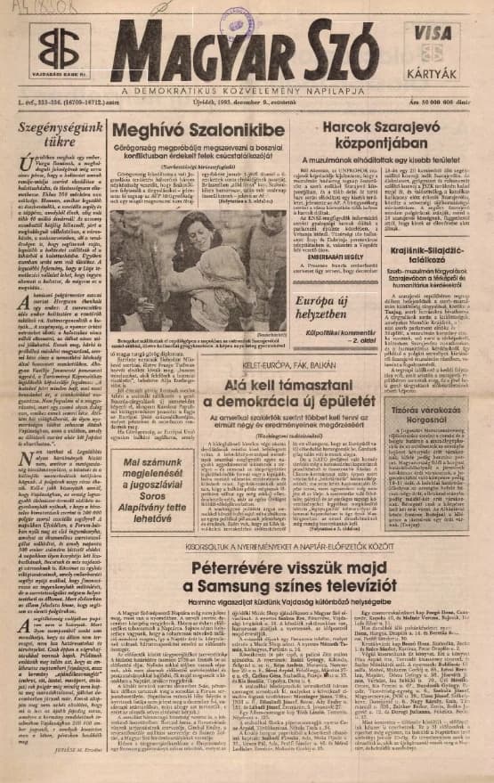 Magyar Szó, 50. évf. 1993. december 9. 333–336. sz. 1–8. oldal