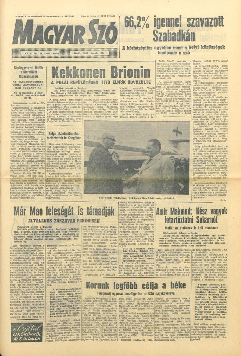 Magyar Szó, 24. évf. 1967. január 24. 21. sz. 1–16. oldal