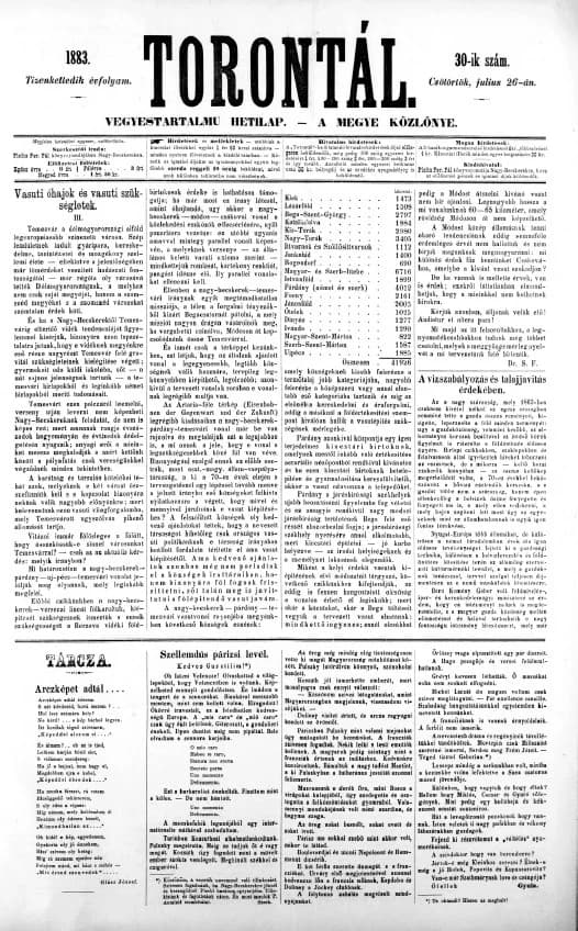 Torontál, 12. évf. 1883. július 26. 30. sz.