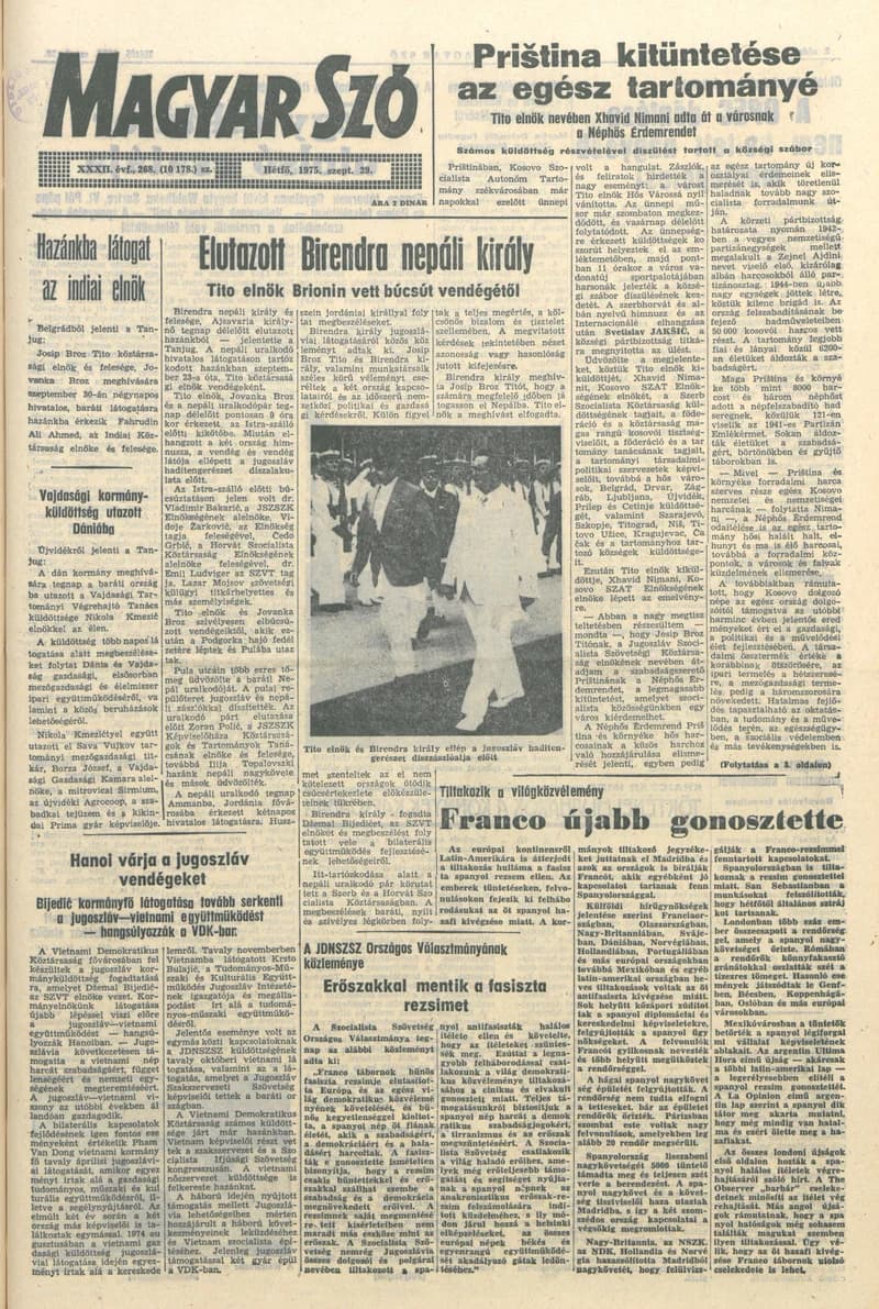 Magyar Szó, 32. évf. 1975. szeptember 29. 268. sz.