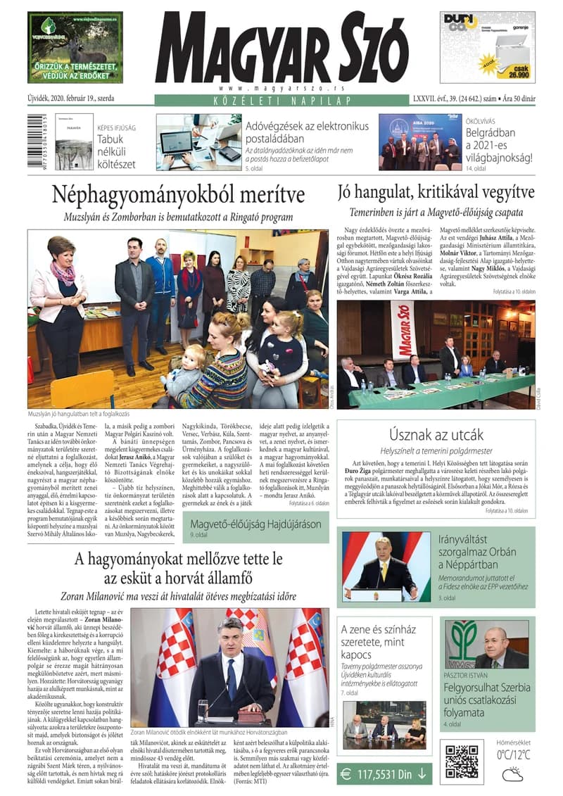 Magyar Szó, 77. évf. 2020. február 19. 39. sz. 1–16. oldal