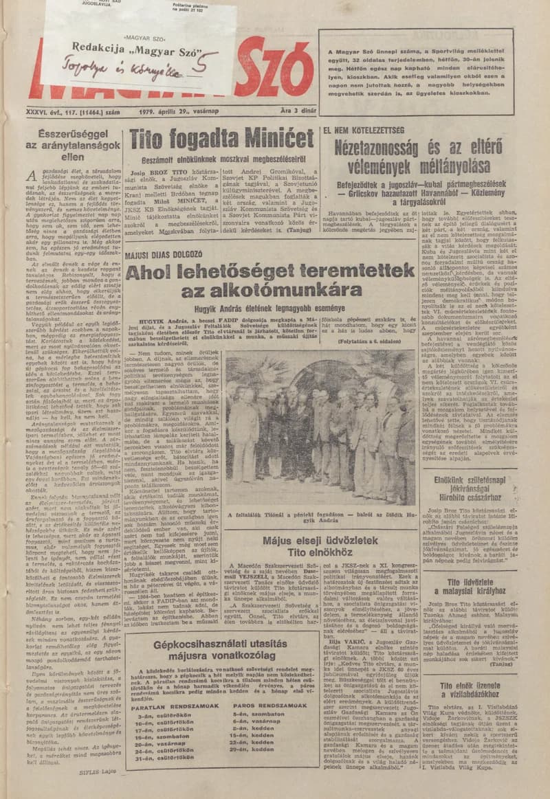 Magyar Szó, 36. évf. 1979. április 29. 117. sz. 1–28. oldal