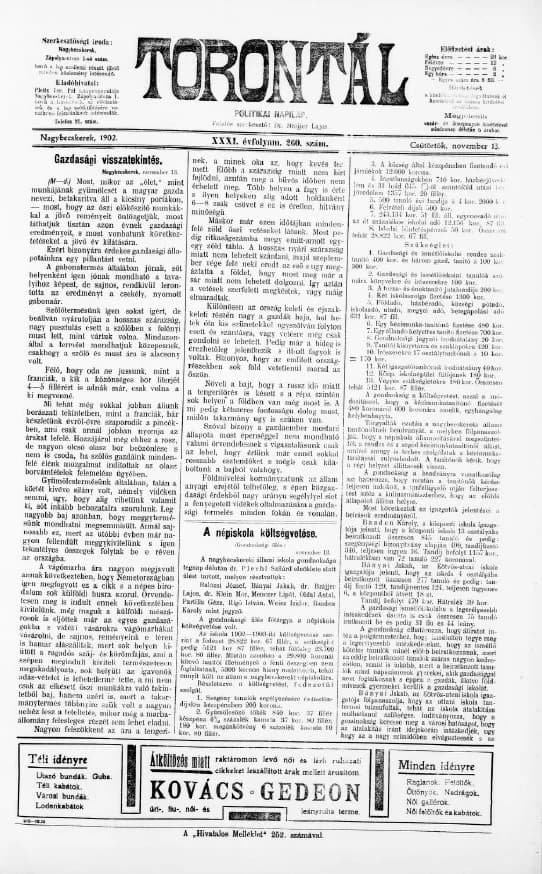 Torontál, 31. évf. 1902. november 13. 260. sz.