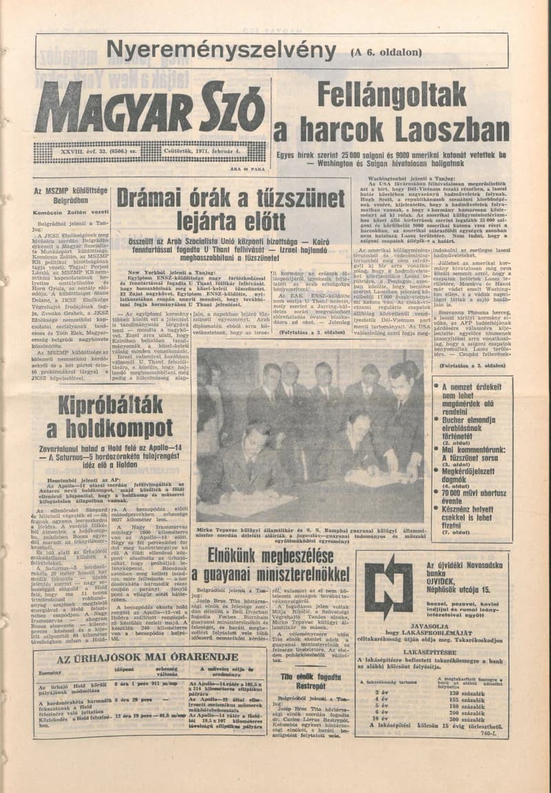 Magyar Szó, 28. évf. 1971. február 4. 33. sz. 1–16. oldal