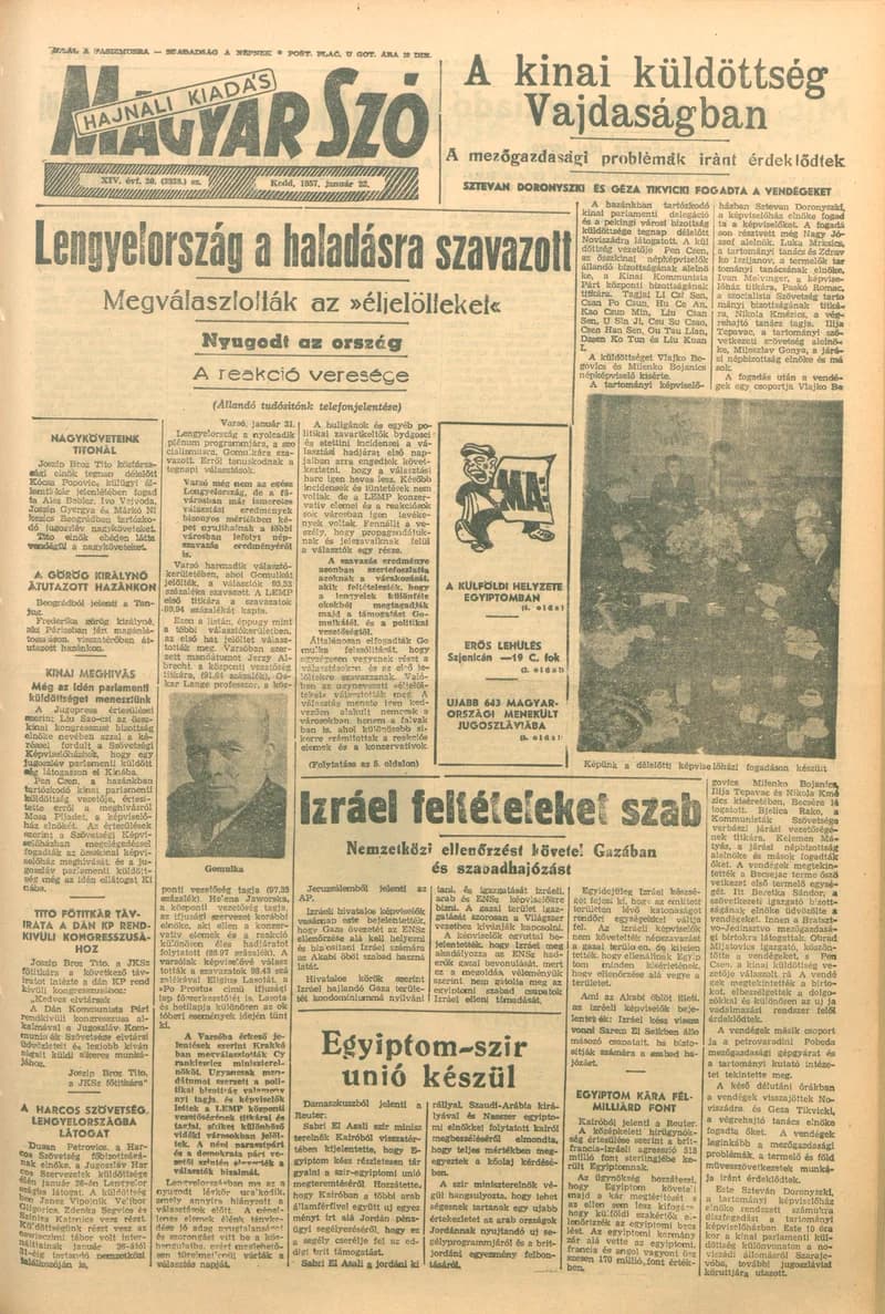 Magyar Szó, 14. évf. 1957. január 22. 20. sz. 1–12. oldal