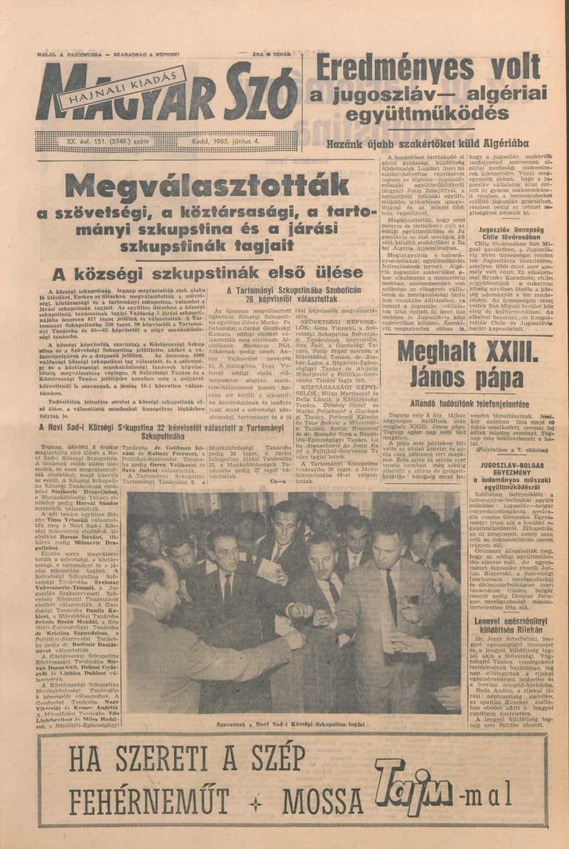 Magyar Szó, 20. évf. 1963. június 4. 151. sz. 1–16. oldal