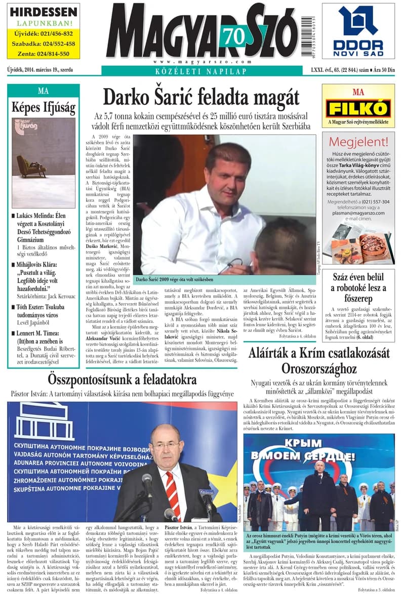 Magyar Szó, 71. évf. 2014. március 19. 63. sz. 1–20. oldal