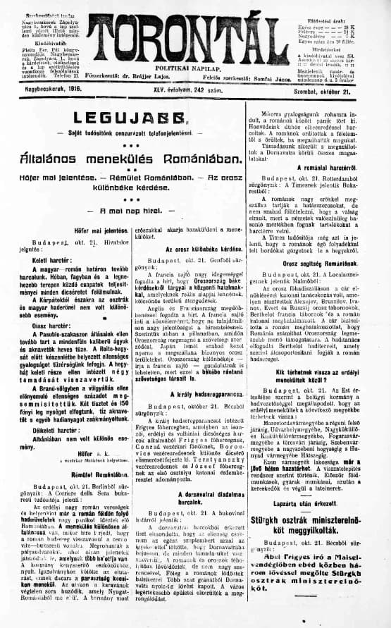 Torontál, 45. évf. 1916. október 21. 242. sz.