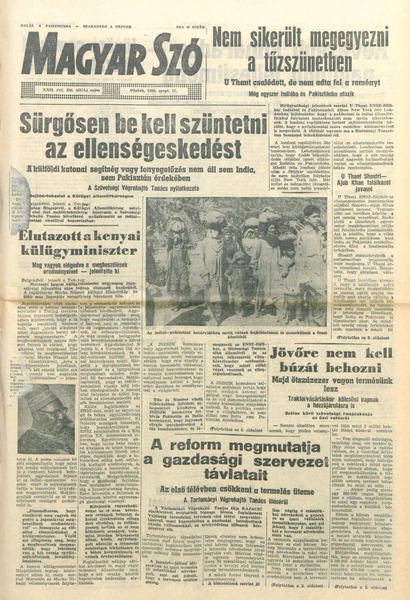Magyar Szó, 22. évf. 1965. szeptember 17. 256. sz. 1–14. oldal